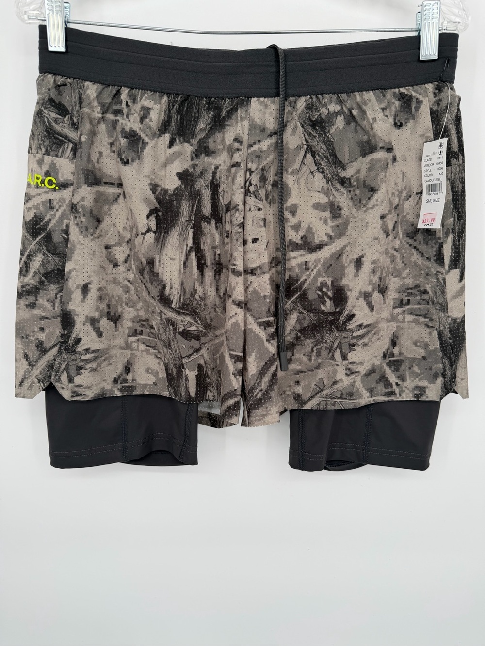 Men's Athletic 2-in-1 Shorts in Gray Camo